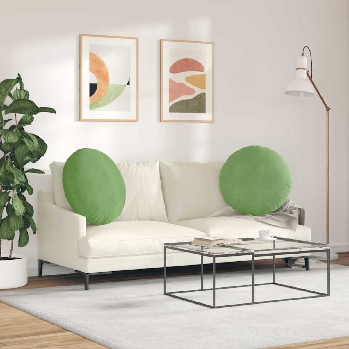 vidaXL Μαξιλάρια καθισμάτων 2 pcs Ανοιχτό Πράσινο Ø 40 x 13 εκ.