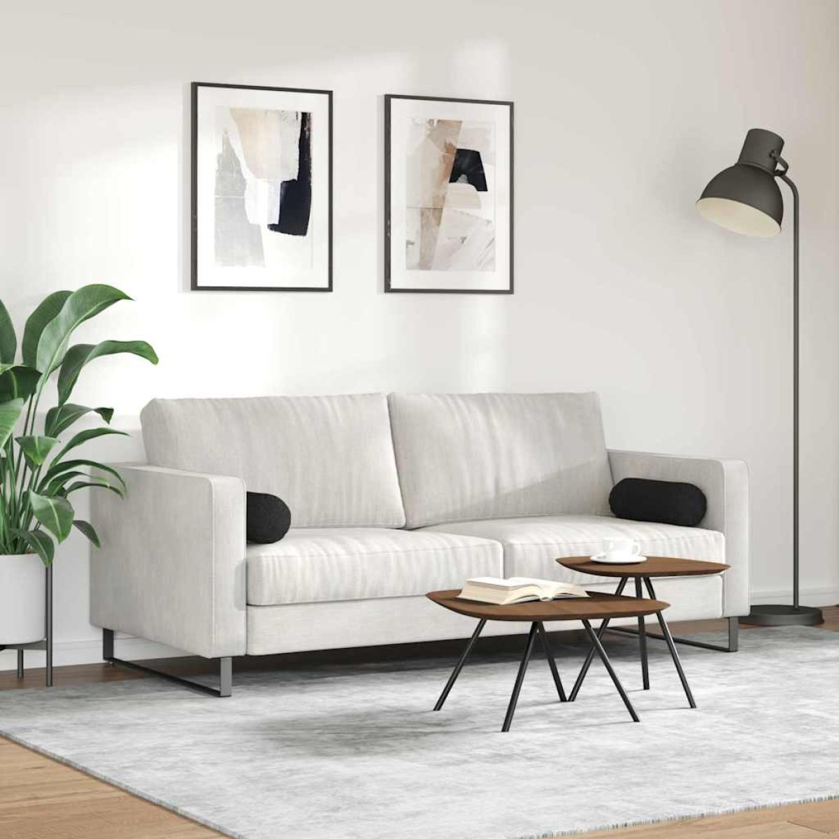 vidaXL Μαξιλάρια Στήριγμα 2 pcs Μαύρο Ø 15 x 40 εκ ύφασμα