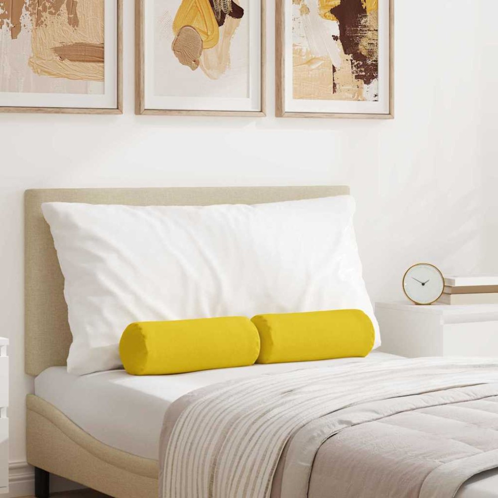 vidaXL Μαξιλάρια Στήριγμα 2 pcs Απαλό Κίτρινο Ø 15 x 40 εκ ύφασμα