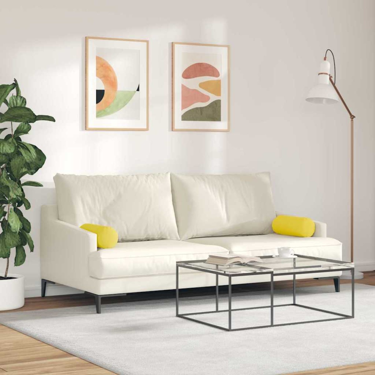 vidaXL Μαξιλάρια Στήριγμα 2 pcs Απαλό Κίτρινο Ø 15 x 40 εκ ύφασμα