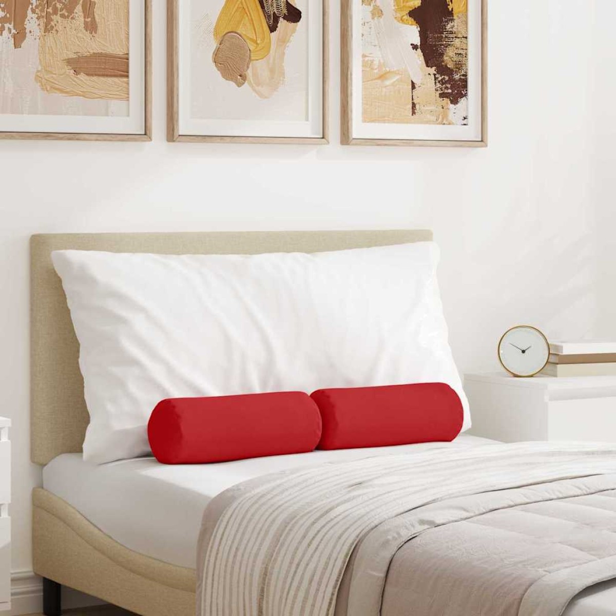 vidaXL Μαξιλάρια Στήριγμα 2 pcs Κόκκινο Ø 15 x 40 εκ ύφασμα