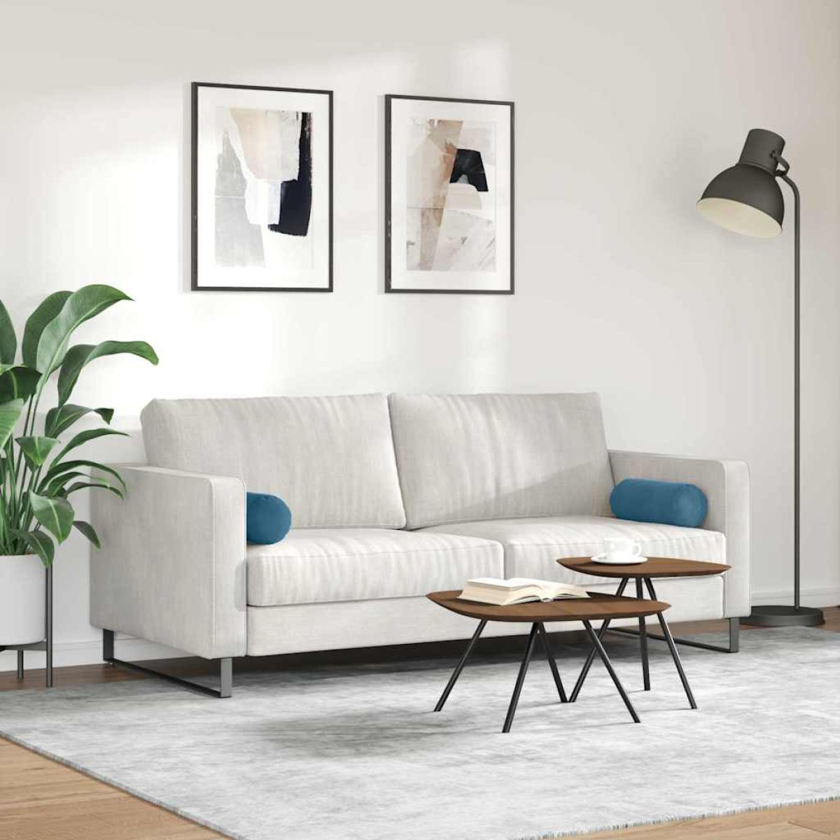 vidaXL Μαξιλάρια Στήριγμα 2 pcs Μπλε Ø 15 x 40 εκ Υφασμάτινο Κορντουρά
