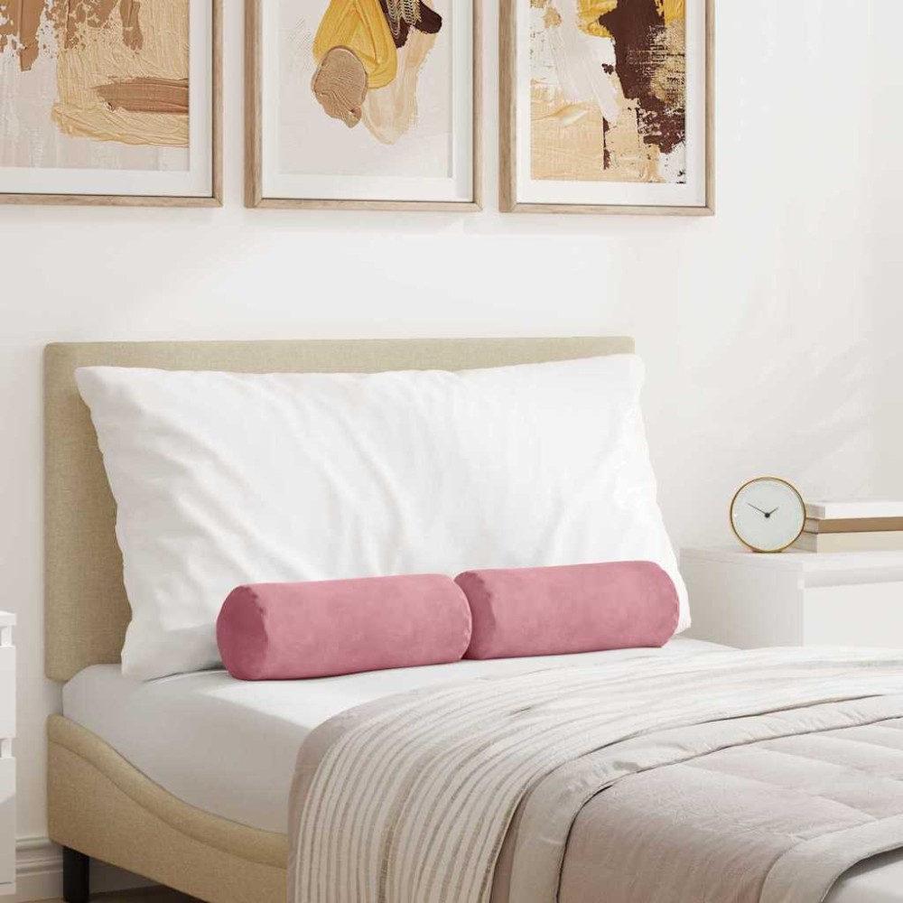 vidaXL Μαξιλάρια Στήριγμα 2 pcs Ροζ Ø 15 x 40 εκ Υφασμάτινο Κορντουρά