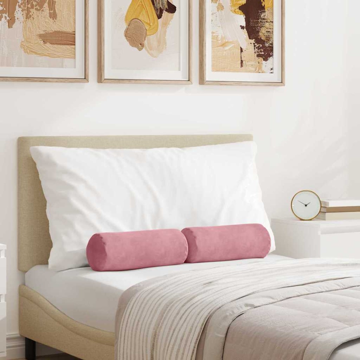 vidaXL Μαξιλάρια Στήριγμα 2 pcs Ροζ Ø 15 x 40 εκ Υφασμάτινο Κορντουρά