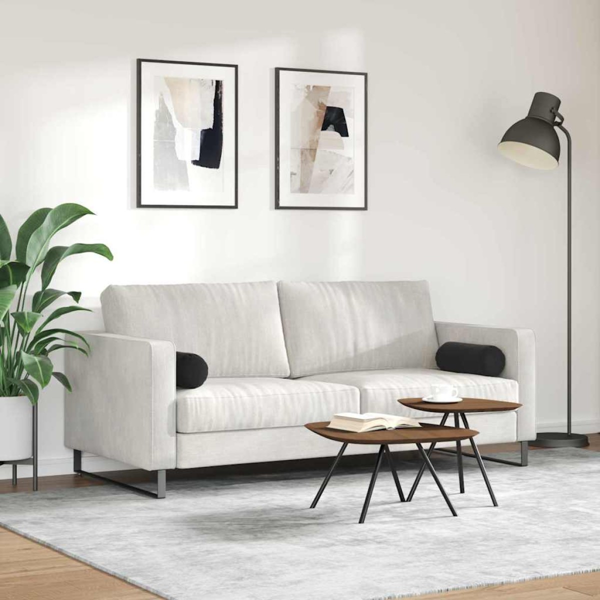 vidaXL Μαξιλάρια Στήριγμα 2 pcs Μαύρο Ø 15 x 40 εκ