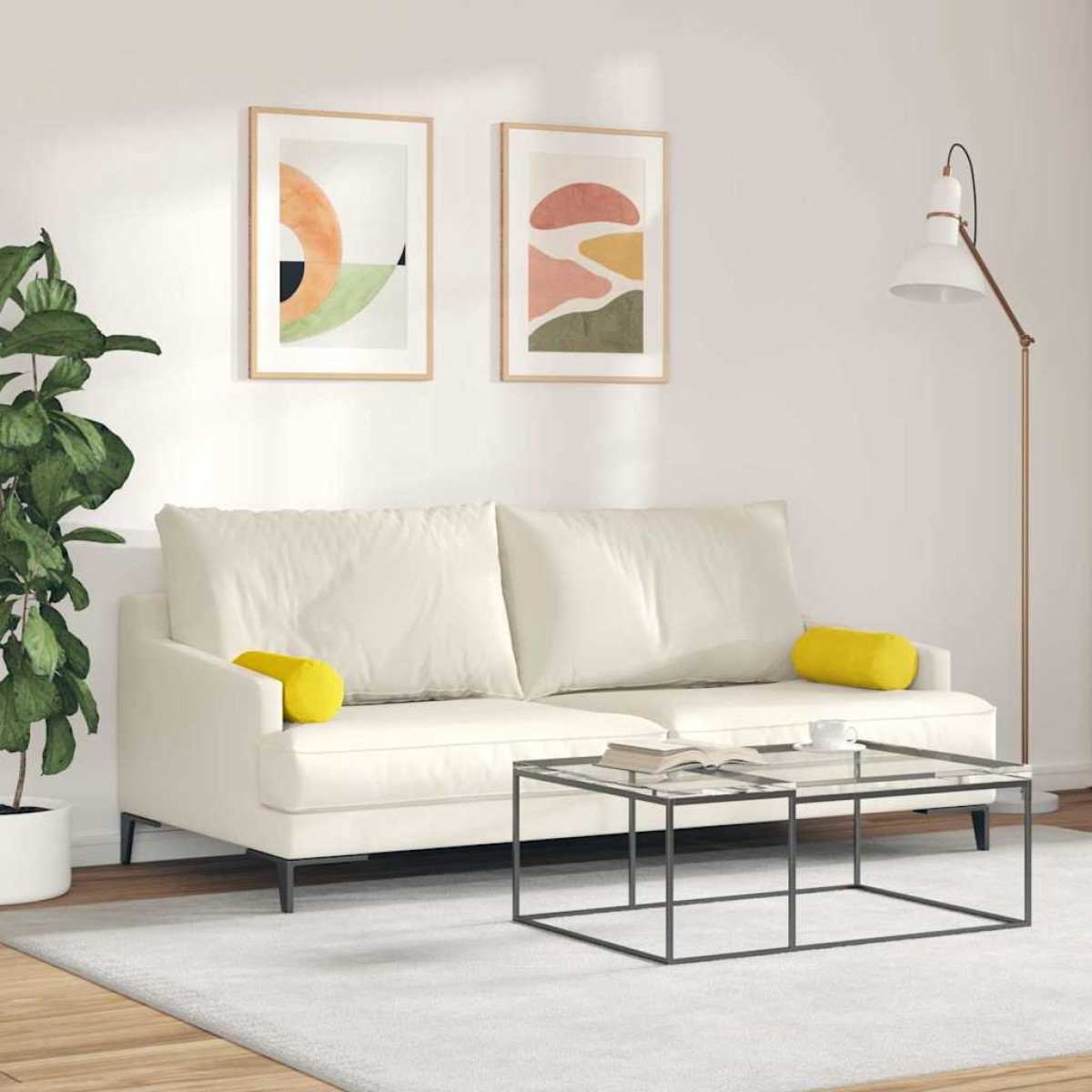 vidaXL Μαξιλάρια Στήριγμα 2 pcs Κίτρινο Ø 15 x 40 εκ