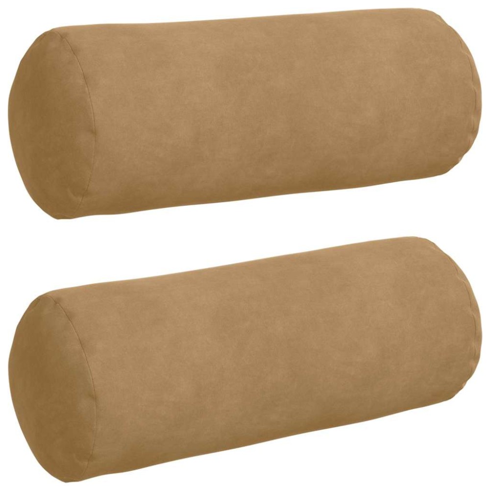 vidaXL Μαξιλάρια Στήριγμα 2 pcs Καφέ Ø 15 x 40 εκ Υφασμάτινο Κορντουρά