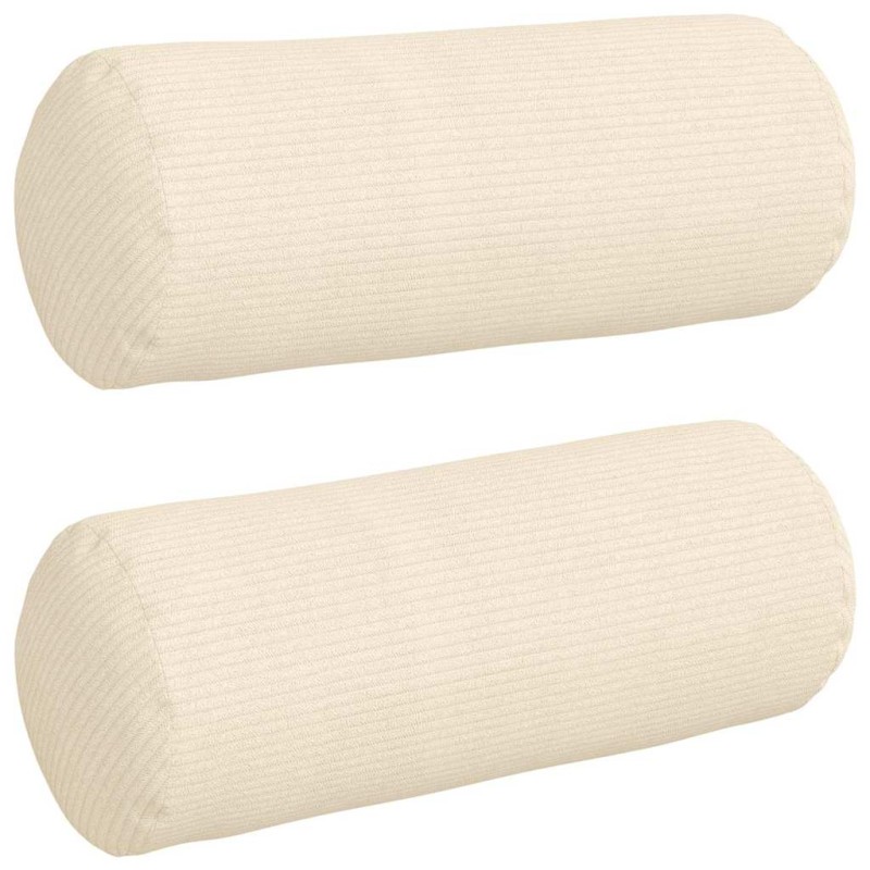 vidaXL Μαξιλάρια Στήριγμα 2 pcs Κρεμ Ø 15 x 40 εκ Υφασμάτινο Κορντουρά