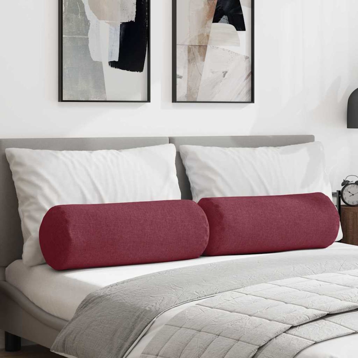 vidaXL Μαξιλάρια Στήριγμα 2 pcs Κόκκινο Ø 25 x 70 cm ύφασμα