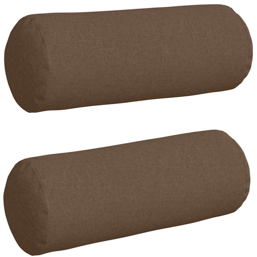 vidaXL Μαξιλάρια Στήριγμα 2 pcs Καφέ Ø 25 x 70 cm ύφασμα