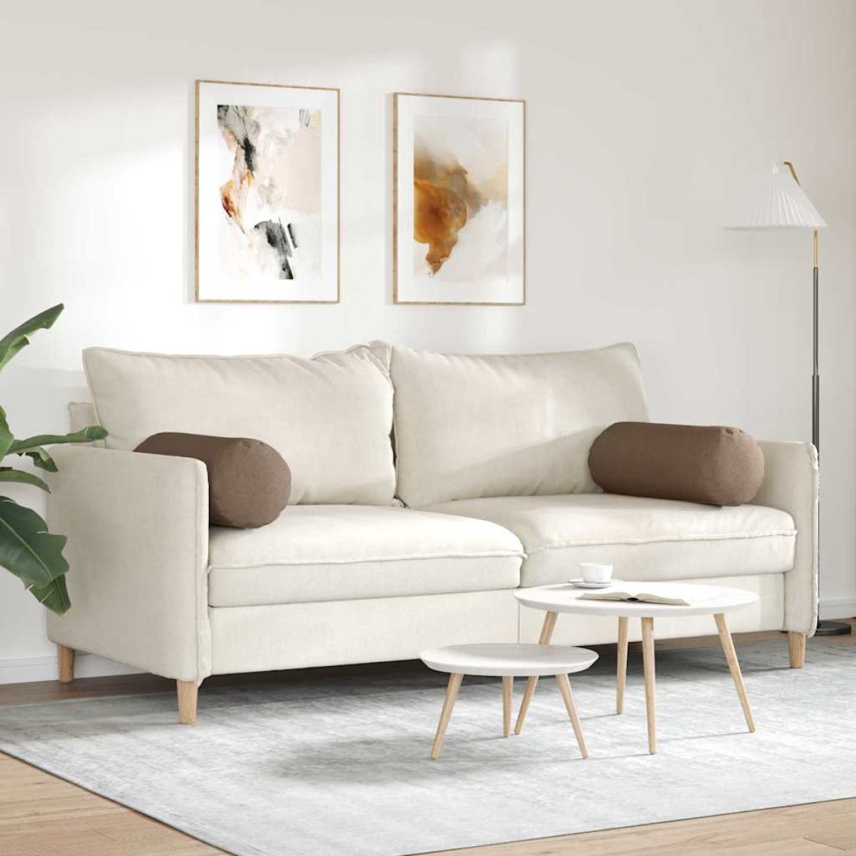 vidaXL Μαξιλάρια Στήριγμα 2 pcs Καφέ Ø 25 x 70 cm ύφασμα