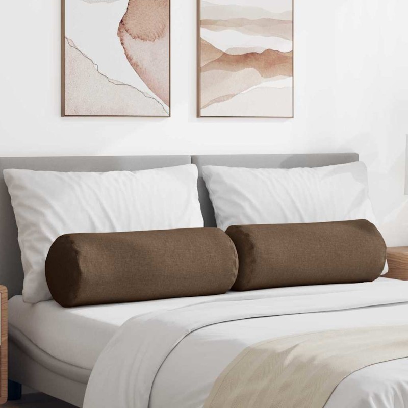 vidaXL Μαξιλάρια Στήριγμα 2 pcs Καφέ Ø 25 x 70 cm ύφασμα