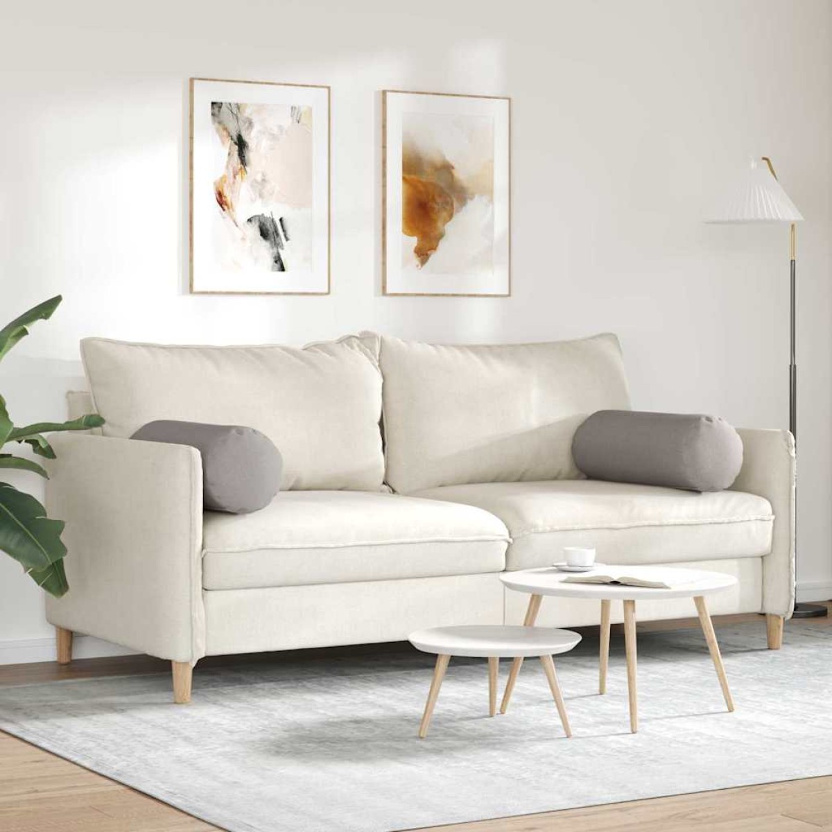 vidaXL Μαξιλάρια Στήριγμα 2 pcs Taupe Ø 25 x 70 cm ύφασμα