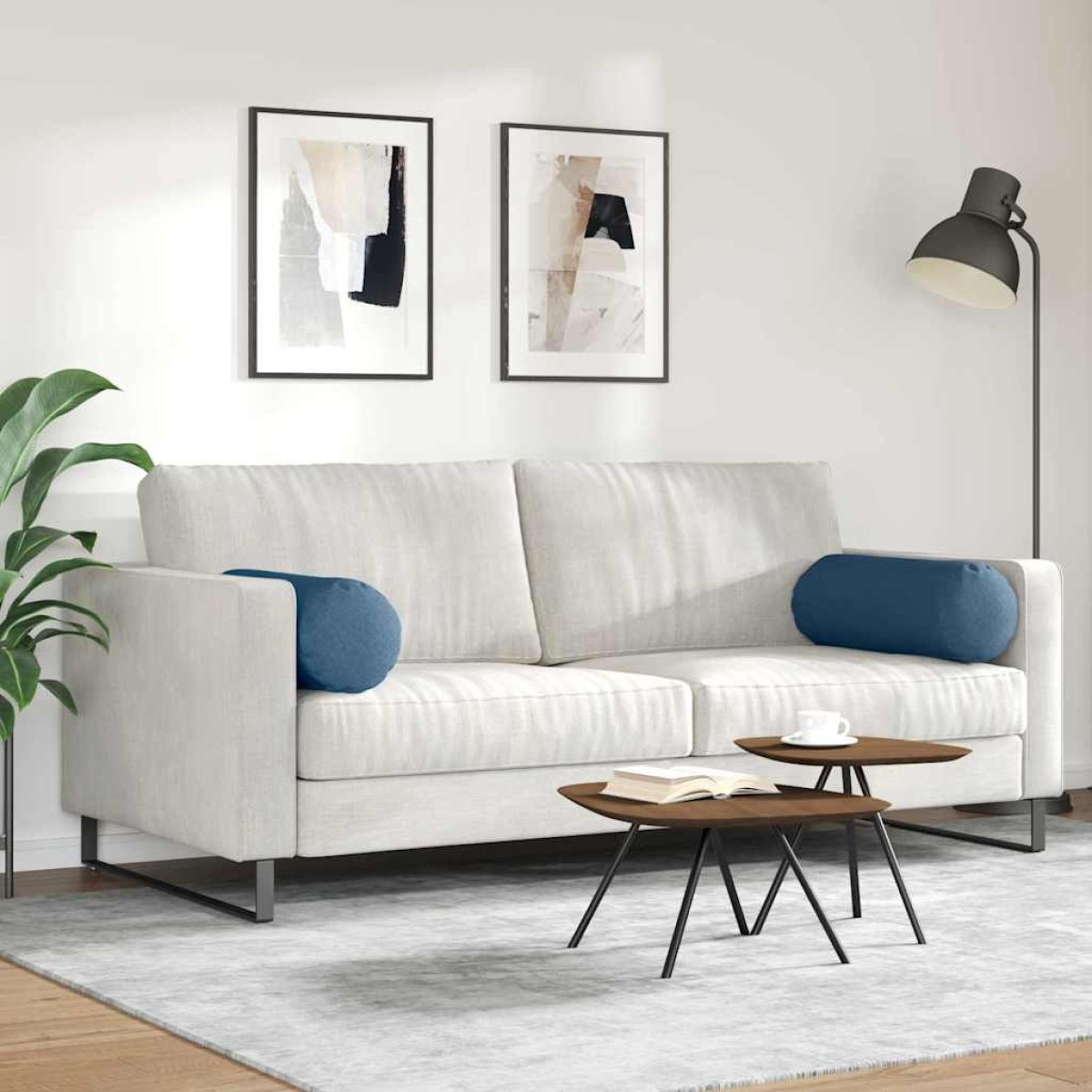vidaXL Μαξιλάρια Στήριγμα 2 pcs Μπλε Ø 25 x 70 cm ύφασμα