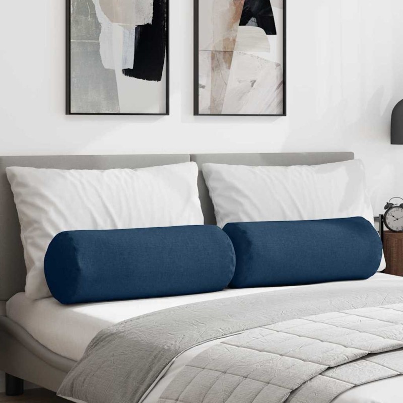 vidaXL Μαξιλάρια Στήριγμα 2 pcs Μπλε Ø 25 x 70 cm ύφασμα