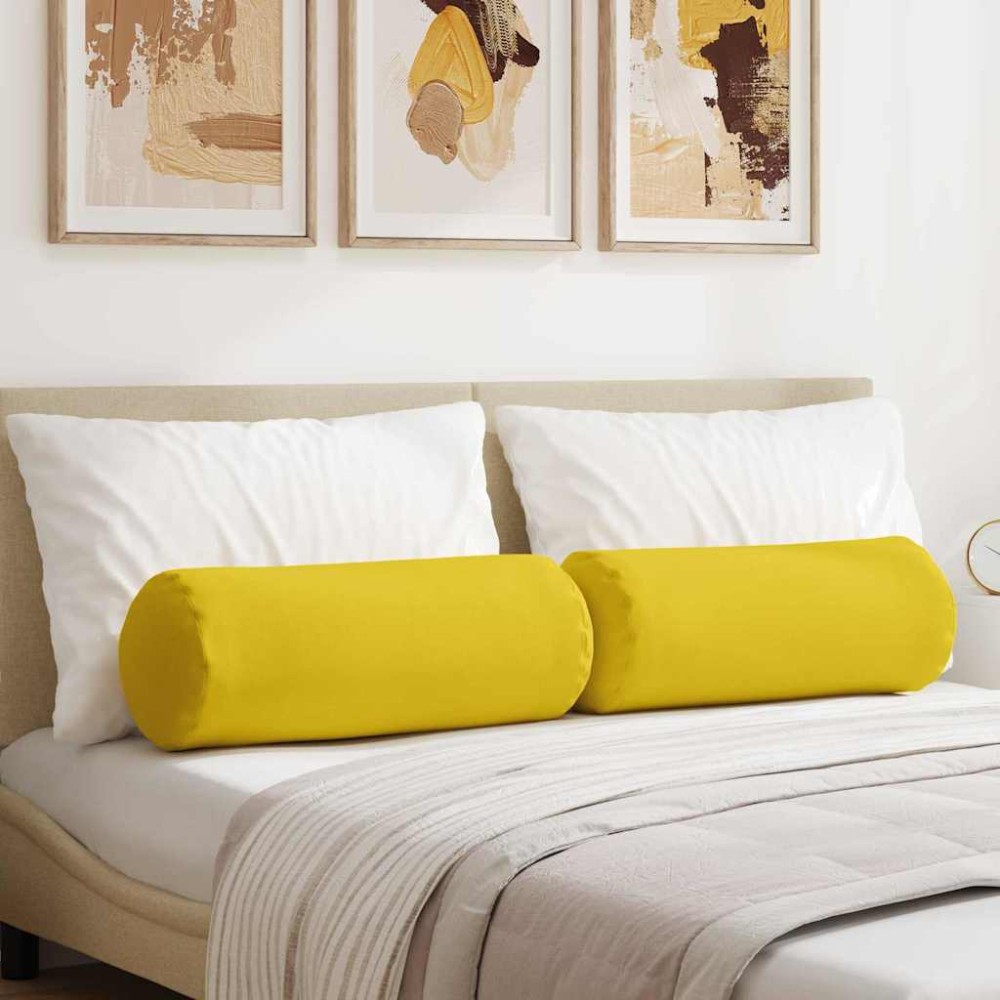 vidaXL Μαξιλάρια Στήριγμα 2 pcs Απαλό Κίτρινο Ø 25 x 70 cm ύφασμα