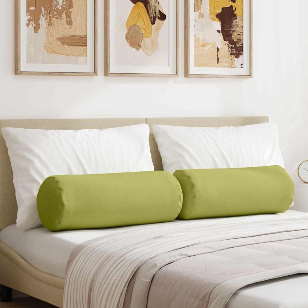 vidaXL Μαξιλάρια Στήριγμα 2 pcs Ανοιχτό Πράσινο Ø 25 x 70 cm ύφασμα