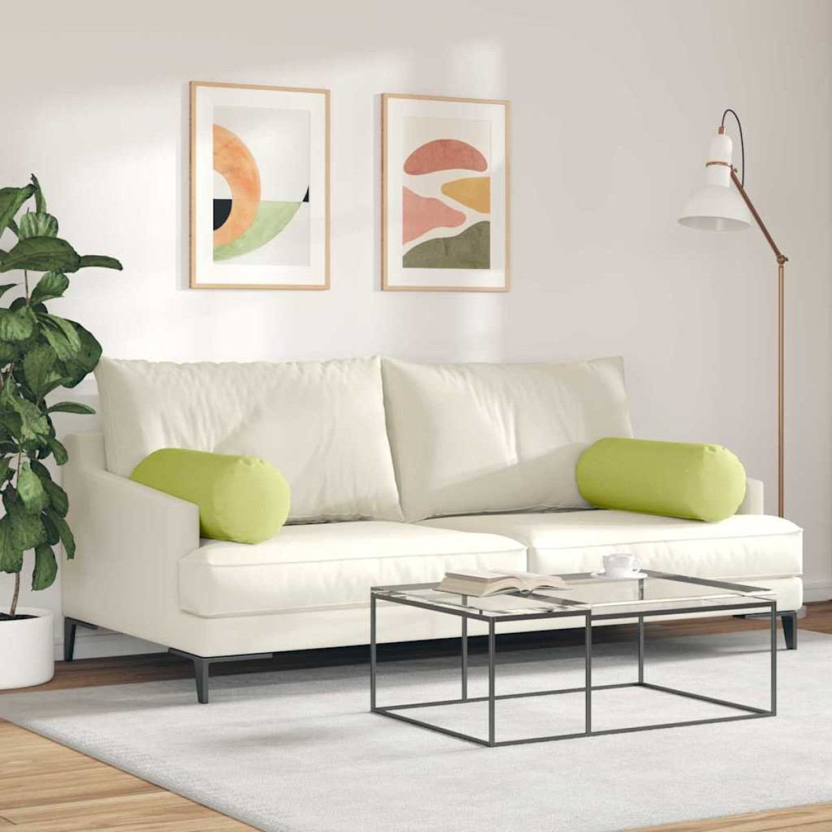 vidaXL Μαξιλάρια Στήριγμα 2 pcs Ανοιχτό Πράσινο Ø 25 x 70 cm ύφασμα