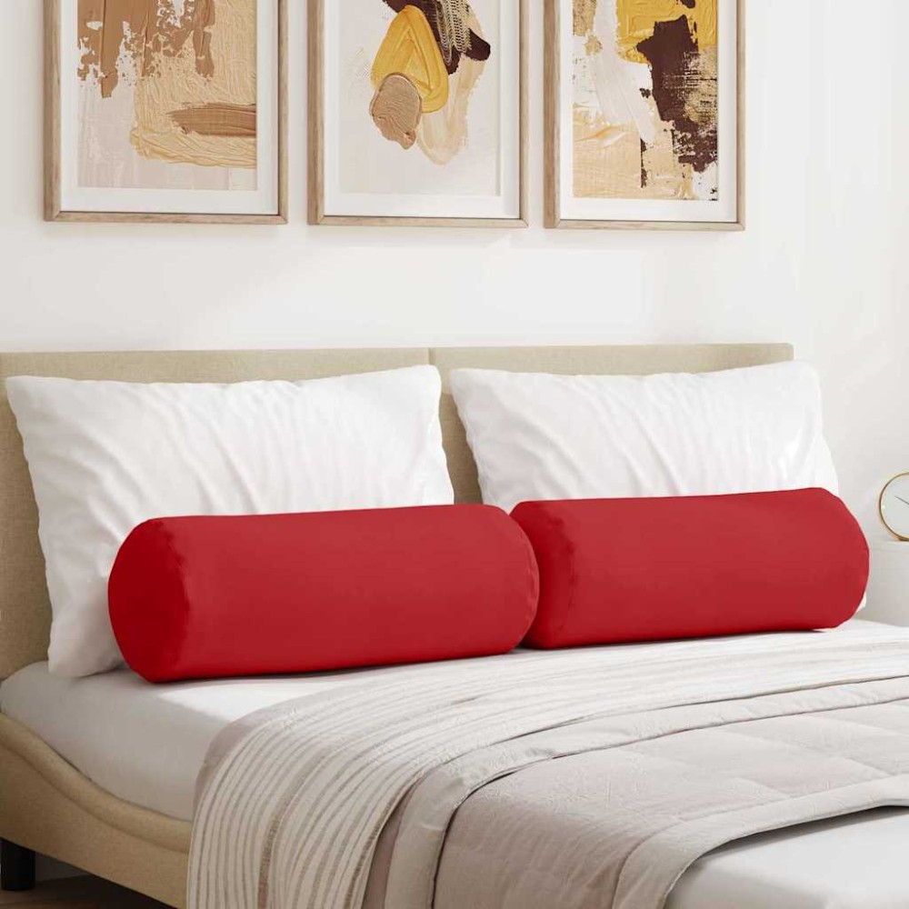 vidaXL Μαξιλάρια Στήριγμα 2 pcs Κόκκινο Ø 25 x 70 cm ύφασμα