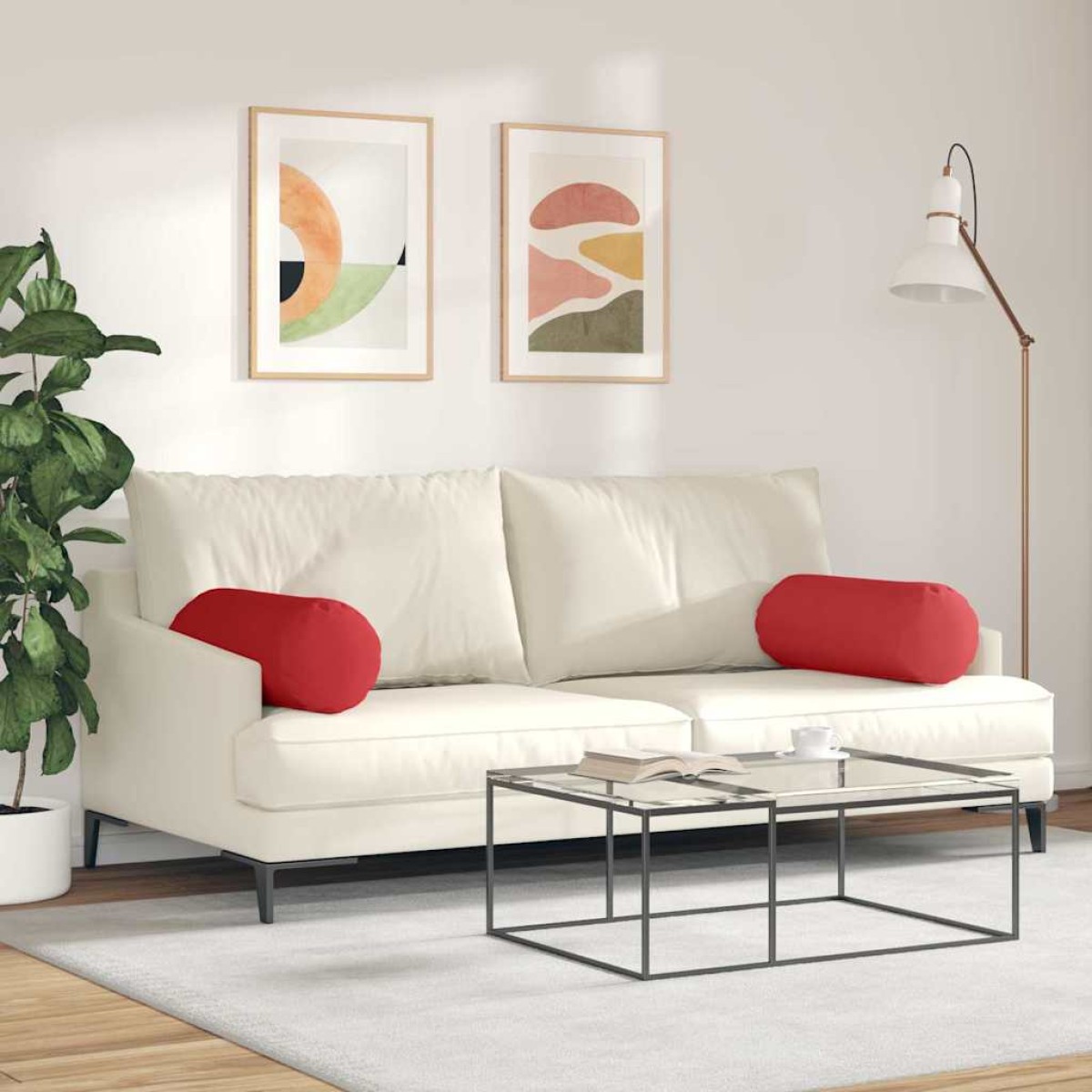 vidaXL Μαξιλάρια Στήριγμα 2 pcs Κόκκινο Ø 25 x 70 cm ύφασμα