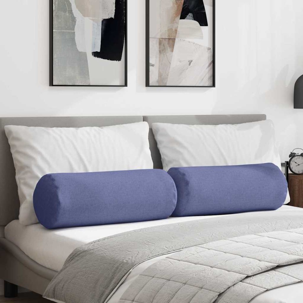 vidaXL Μαξιλάρια Στήριγμα 2 pcs Μπλε τζην Ø 25 x 70 cm ύφασμα