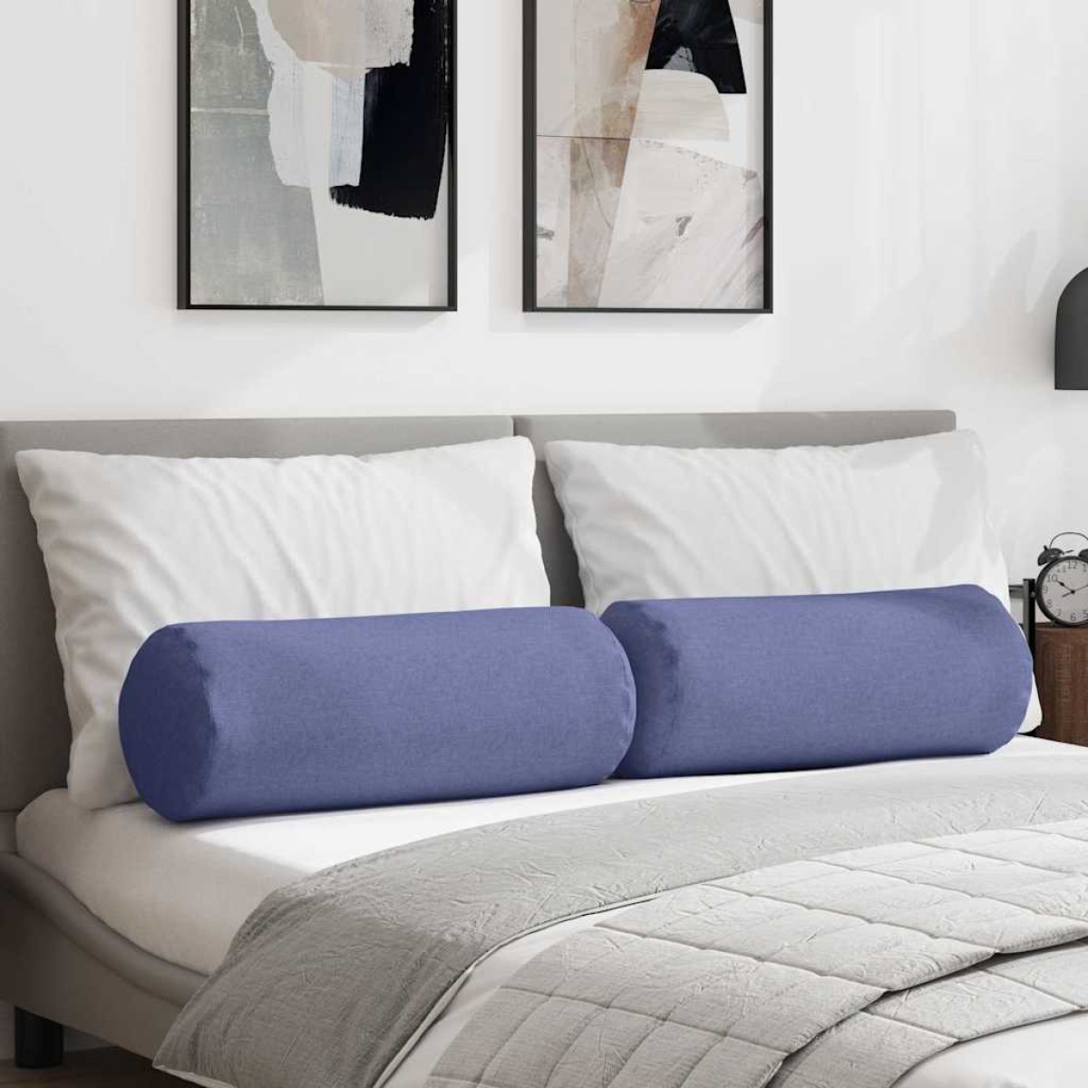 vidaXL Μαξιλάρια Στήριγμα 2 pcs Μπλε τζην Ø 25 x 70 cm ύφασμα