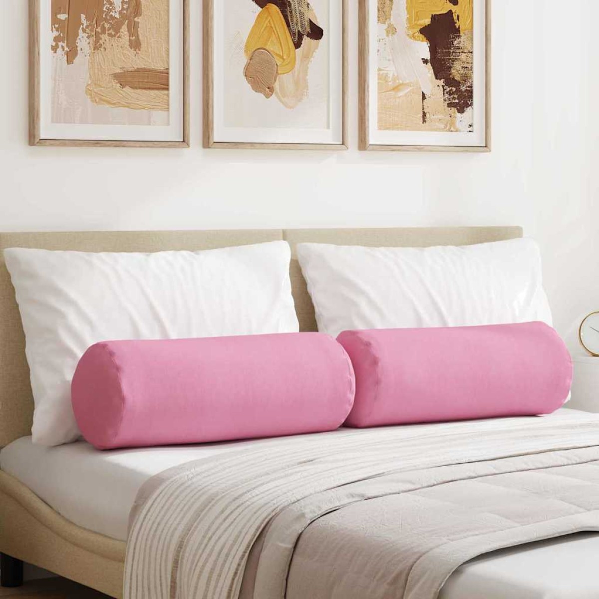 vidaXL Μαξιλάρια Στήριγμα 2 pcs Ροζ Ø 25 x 70 cm ύφασμα