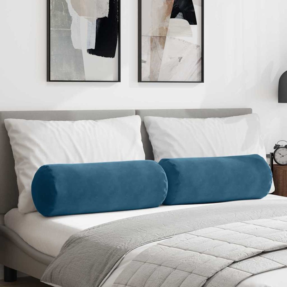 vidaXL Μαξιλάρια Στήριγμα 2 pcs Μπλε Ø 25 x 70 cm Υφασμάτινο Κορντουρά