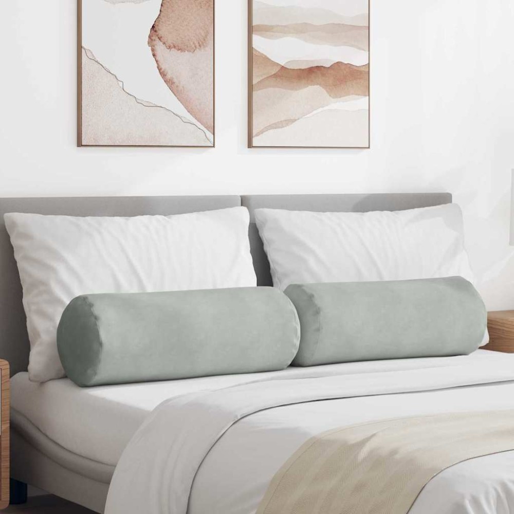 vidaXL Μαξιλάρια Στήριγμα 2 pcs Ανοιχτό γκρι Ø 25 x 70 cm