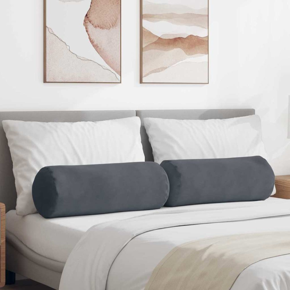 vidaXL Μαξιλάρια Στήριγμα 2 pcs Σκούρο Γκρι Ø 25 x 70 cm