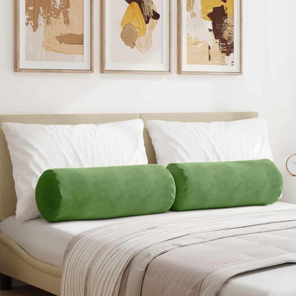 vidaXL Μαξιλάρια Στήριγμα 2 pcs Ανοιχτό Πράσινο Ø 25 x 70 cm