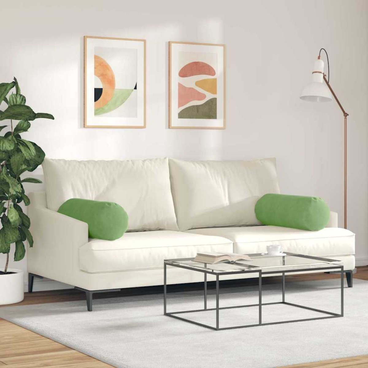 vidaXL Μαξιλάρια Στήριγμα 2 pcs Ανοιχτό Πράσινο Ø 25 x 70 cm