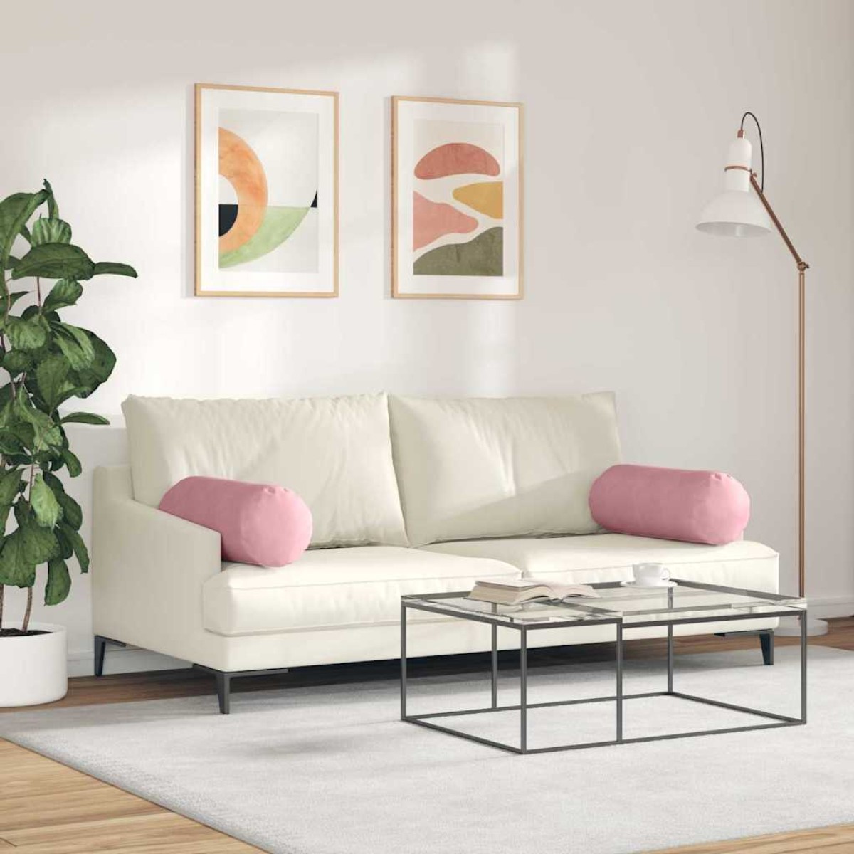vidaXL Μαξιλάρια Στήριγμα 2 pcs Ροζ Ø 25 x 70 cm Υφασμάτινο Κορντουρά
