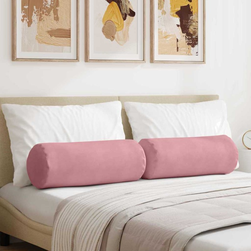 vidaXL Μαξιλάρια Στήριγμα 2 pcs Ροζ Ø 25 x 70 cm Υφασμάτινο Κορντουρά