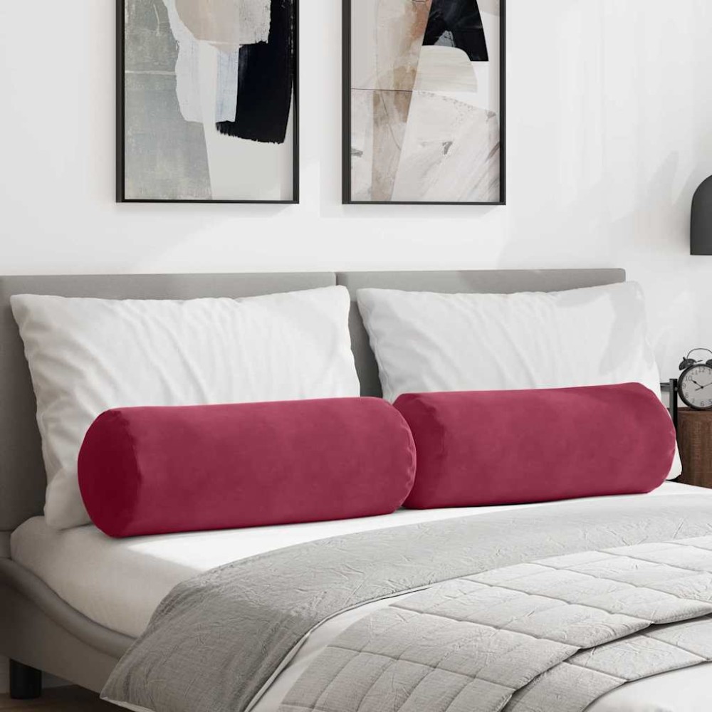 vidaXL Μαξιλάρια Στήριγμα 2 pcs Κόκκινο Ø 25 x 70 cm
