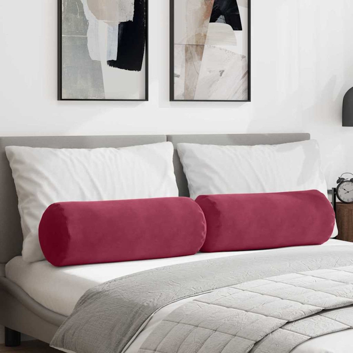 vidaXL Μαξιλάρια Στήριγμα 2 pcs Κόκκινο Ø 25 x 70 cm