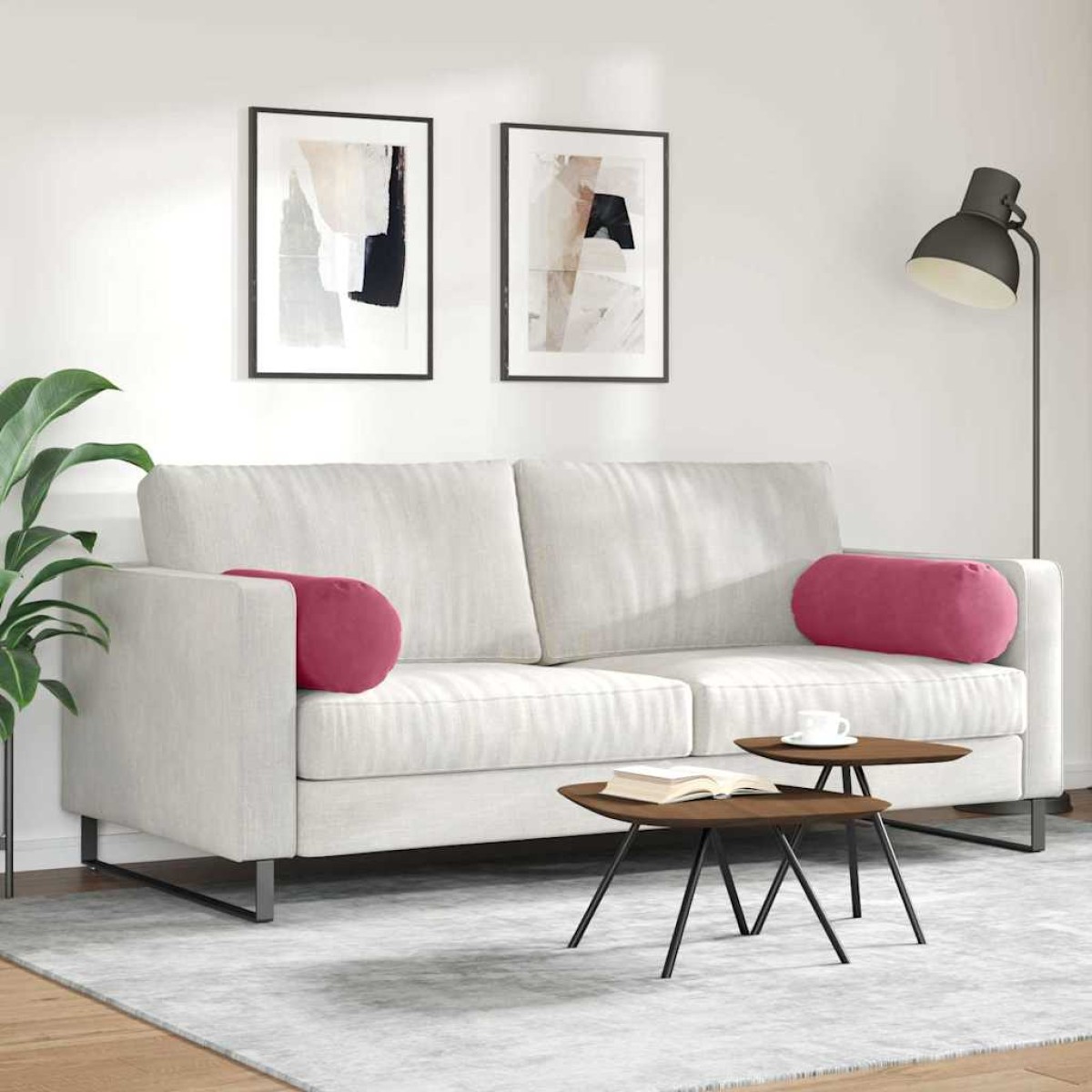 vidaXL Μαξιλάρια Στήριγμα 2 pcs Κόκκινο Ø 25 x 70 cm