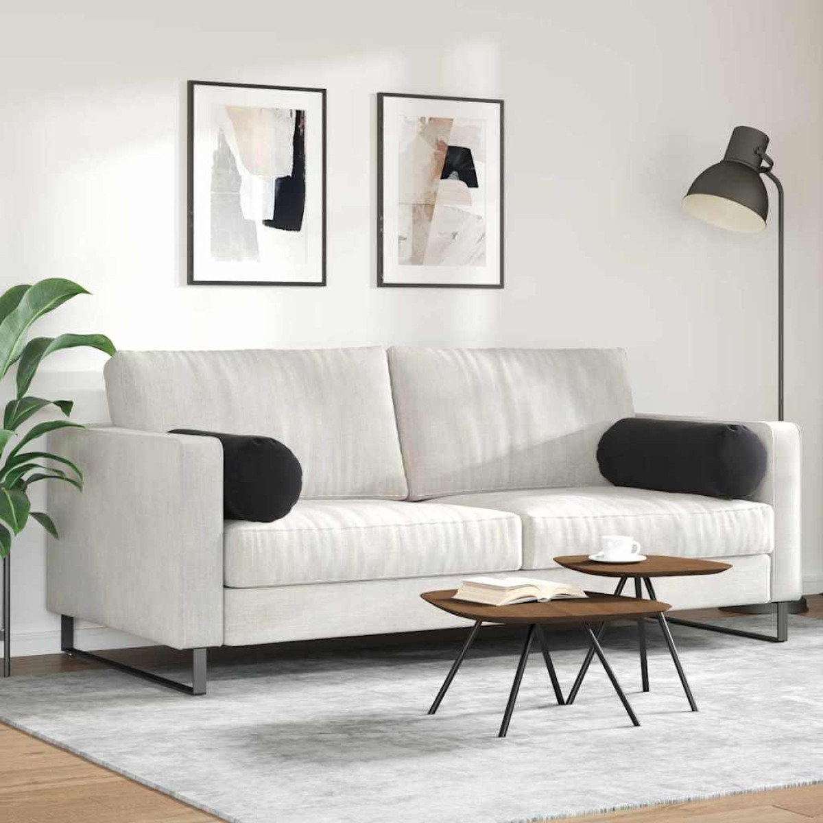 vidaXL Μαξιλάρια Στήριγμα 2 pcs Μαύρο Ø 25 x 70 cm