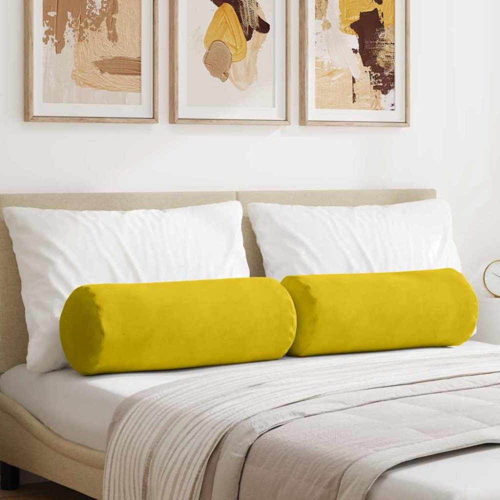 vidaXL Μαξιλάρια Στήριγμα 2 pcs Κίτρινο Ø 25 x 70 cm