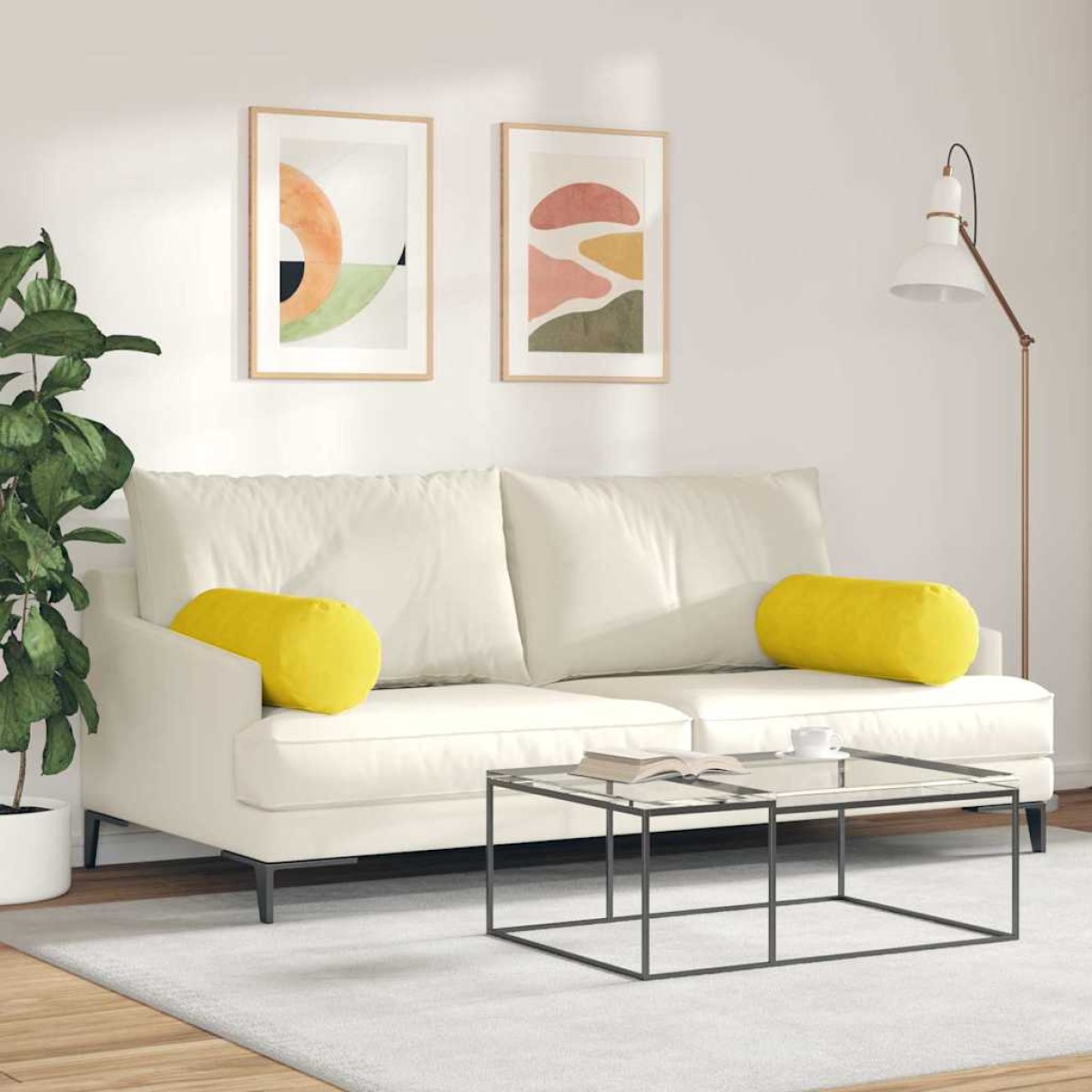 vidaXL Μαξιλάρια Στήριγμα 2 pcs Κίτρινο Ø 25 x 70 cm