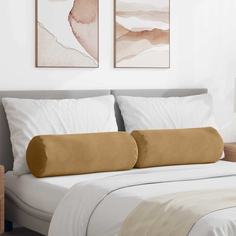 vidaXL Μαξιλάρια Στήριγμα 2 pcs Καφέ Ø 25 x 70 cm Υφασμάτινο Κορντουρά