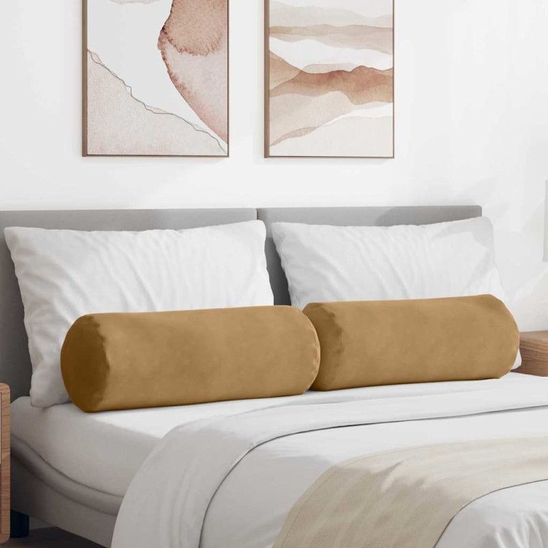 vidaXL Μαξιλάρια Στήριγμα 2 pcs Καφέ Ø 25 x 70 cm Υφασμάτινο Κορντουρά