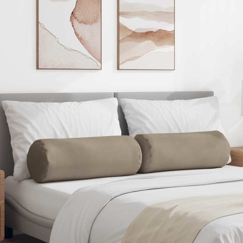 vidaXL Μαξιλάρια Στήριγμα 2 pcs Taupe Ø 25 x 70 cm Ύφασμα Μικροΐνας