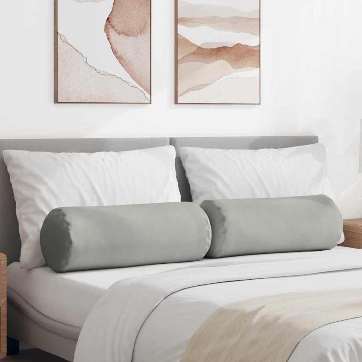 vidaXL Μαξιλάρια Στήριγμα 2 pcs Ανοιχτό γκρι Ø 25 x 70 cm
