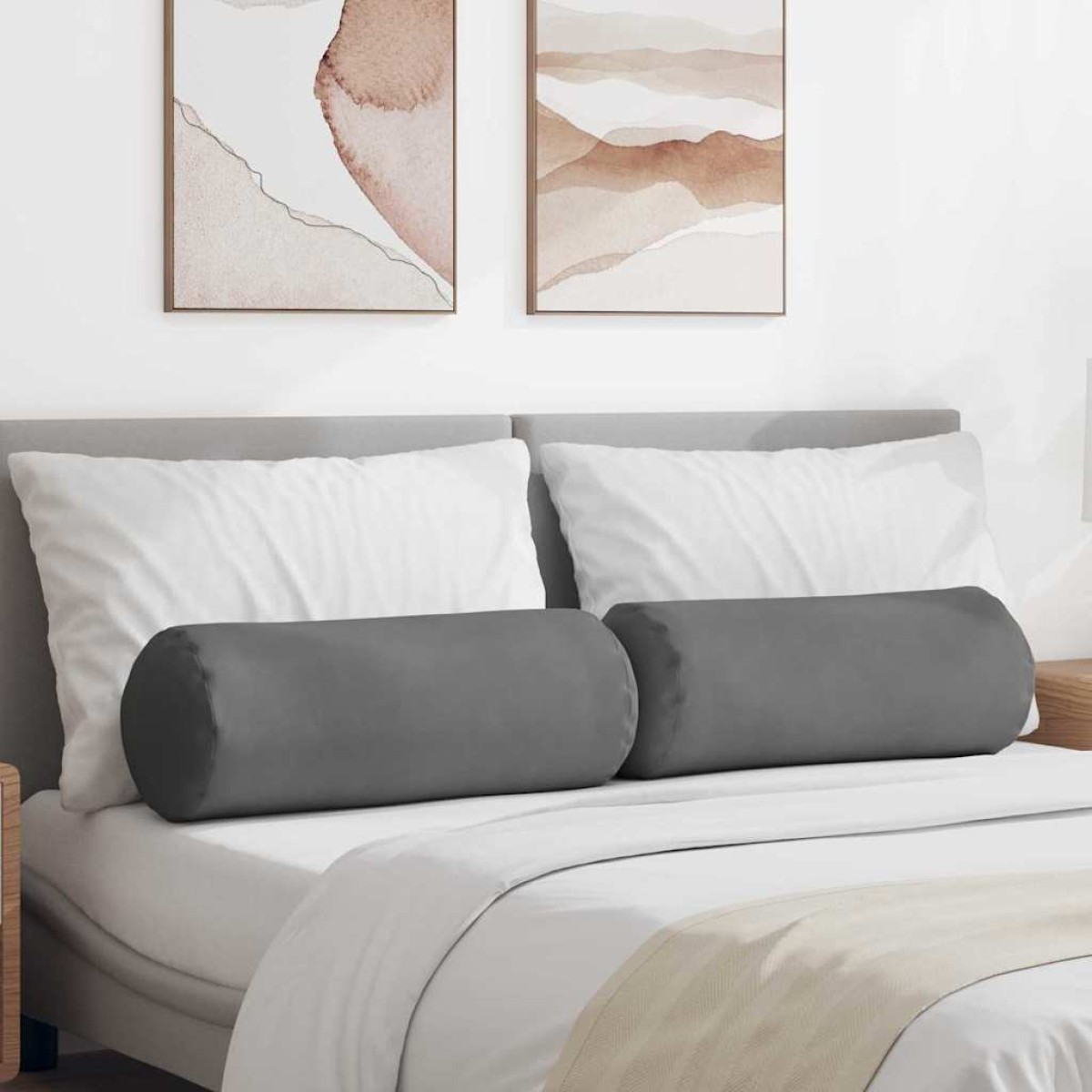 vidaXL Μαξιλάρια Στήριγμα 2 pcs Σκούρο Γκρι Ø 25 x 70 cm
