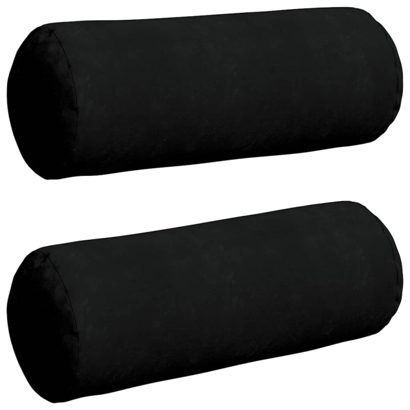 vidaXL Μαξιλάρια Στήριγμα 2 pcs Μαύρο Ø 25 x 70 cm Ύφασμα Μικροΐνας