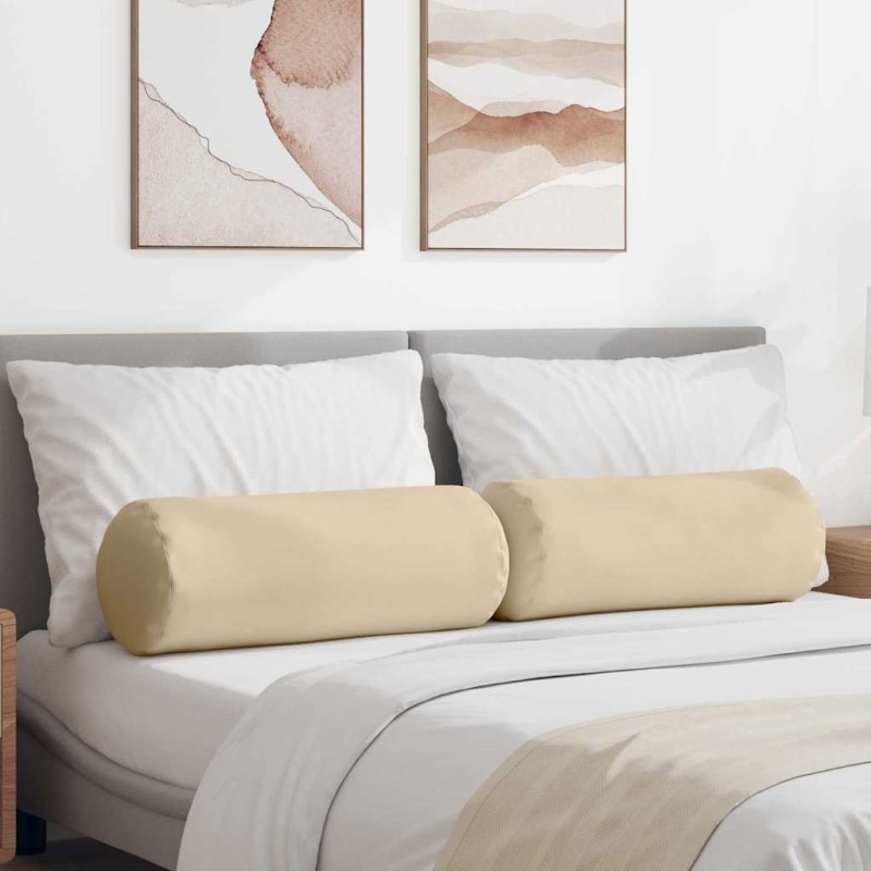 vidaXL Μαξιλάρια Στήριγμα 2 pcs Κρεμ Ø 25 x 70 cm Ύφασμα Μικροΐνας