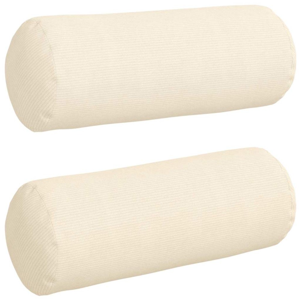 vidaXL Μαξιλάρια Στήριγμα 2 pcs Κρεμ Ø 25 x 70 cm Υφασμάτινο Κορντουρά