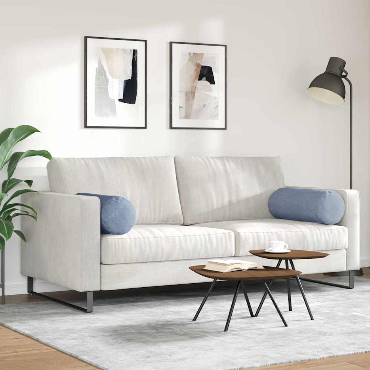 vidaXL Μαξιλάρια Στήριγμα 2 pcs Μπλε Ø 25 x 70 cm Υφασμάτινο Κορντουρά
