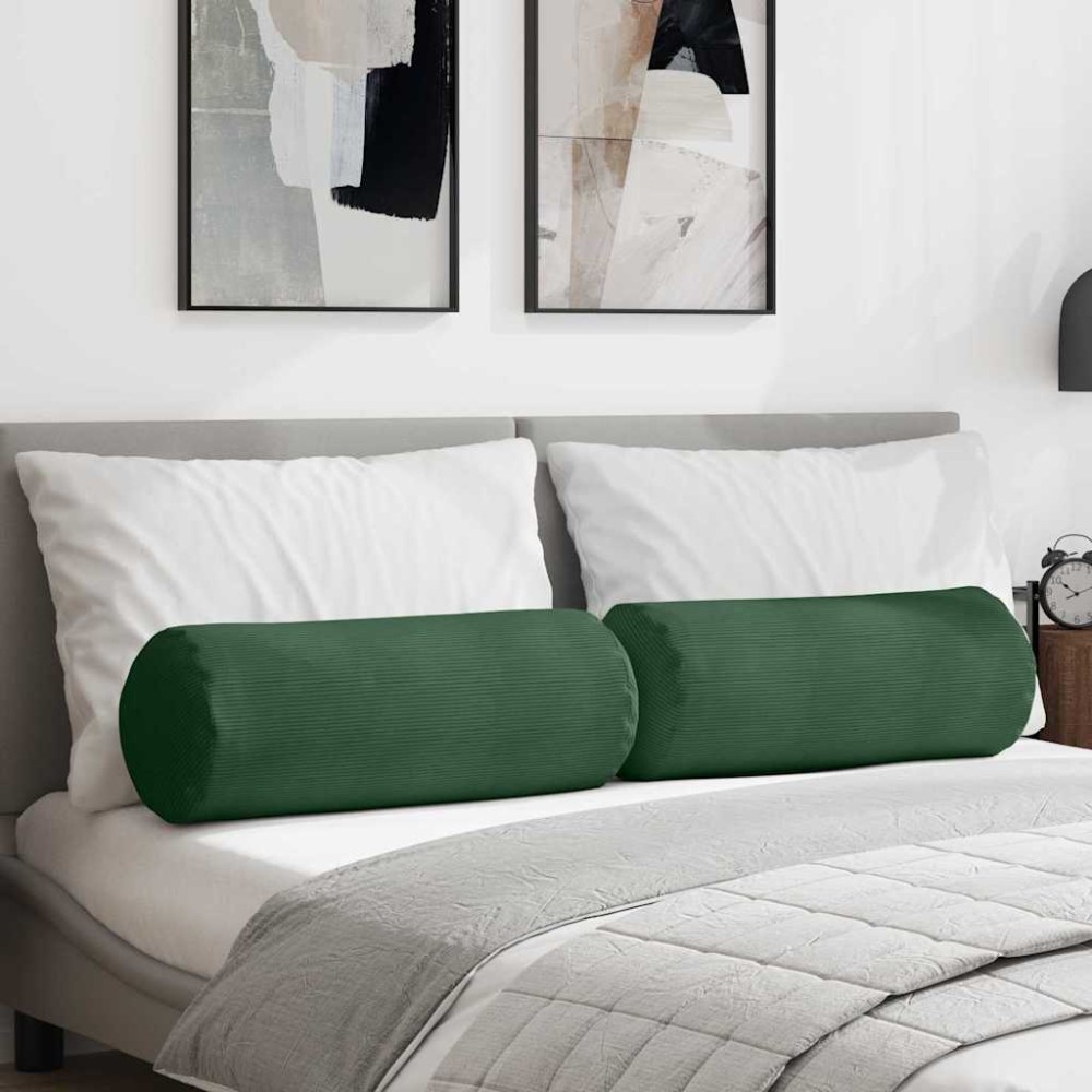vidaXL Μαξιλάρια Στήριγμα 2 pcs Σκούρο Πράσινο Ø 25 x 70 cm